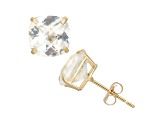 Cushion Lab Created White Sapphire 10K Yellow Gold Earrings 3.04ctw