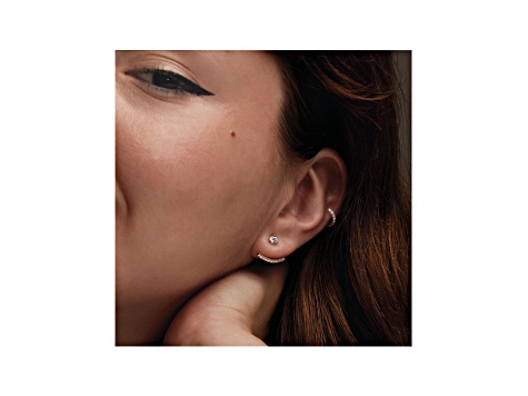 14K White Gold 0.25ctw Round Lab-Grown Diamond Hoop Earrings