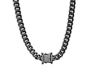 Men's Stainless Steel Cuban Link Cubic Zirconia Necklace