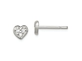 Sterling Silver Polished CZ Heart Children's Post Earrings