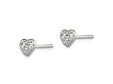 Sterling Silver Polished CZ Heart Children's Post Earrings