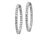 Rhodium Over 14K White Gold Oro Spotlight Lab Grown Diamond SI+, H+, Hoop with Safety Clasp Earrings