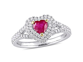 Ruby and Diamond 14K White and Yellow Gold Ring 1.01ctw