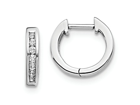 Rhodium Over 14K White Gold Lab Grown Diamond Hinged Hoop Earrings