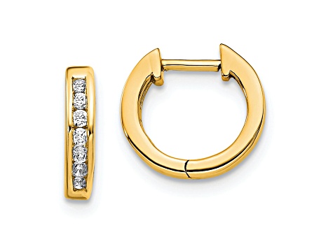 14K Yellow Gold Lab Grown Diamond Hinged Hoop Earrings