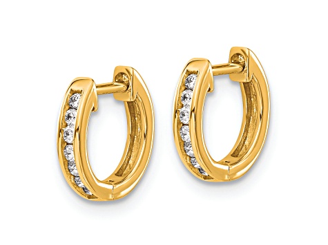 14K Yellow Gold Lab Grown Diamond Hinged Hoop Earrings - 15152B | JTV.com