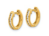 14K Yellow Gold Lab Grown Diamond Hinged Hoop Earrings
