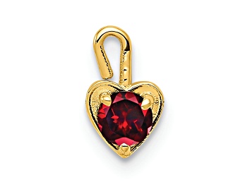 Picture of 14K Yellow Gold Garnet Simulant Birthstone Heart Charm