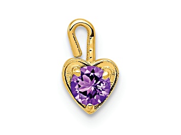 Picture of 14K Yellow Gold Amethyst Simulant Birthstone Heart Charm