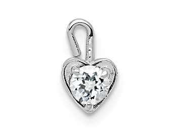Picture of 14k White Gold Diamond Simulant Birthstone Heart Charm