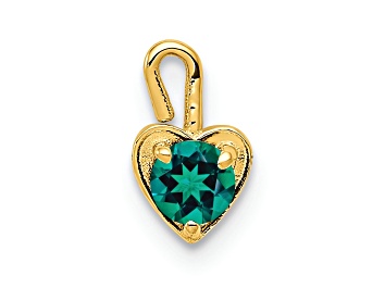 Picture of 14K Yellow Gold Emerald Simulant Birthstone Heart Charm