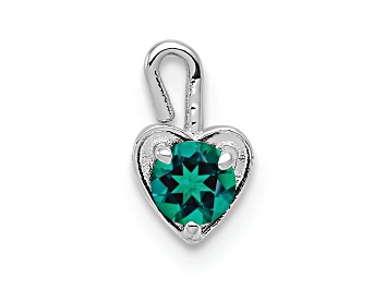 Picture of 14k White Gold Emerald Simulant Birthstone Heart Charm