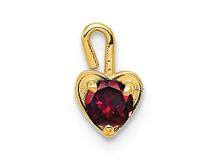 Ruby Simulant 14K Yellow Gold Ruby Simulant Birthstone Heart Charm - 1515CM | JTV