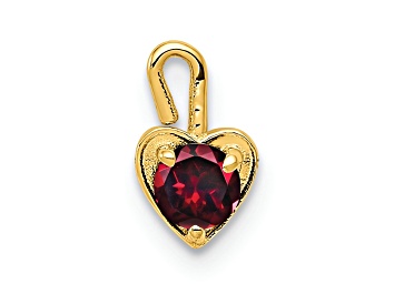 Picture of 14K Yellow Gold Ruby Simulant Birthstone Heart Charm