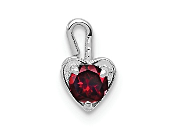 Picture of 14k White Gold Ruby Simulant Birthstone Heart Charm