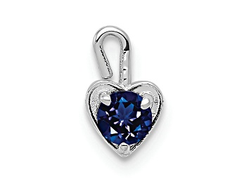 Picture of 14k White Gold Sapphire Simulant Birthstone Heart Charm