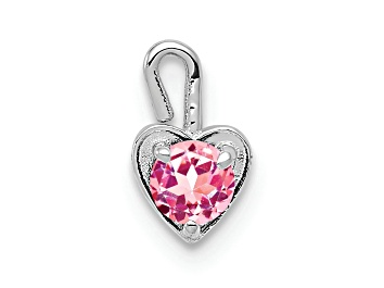 Picture of 14k White Gold Tourmaline Simulant Birthstone Heart Charm