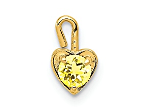 14K Yellow Gold Citrine Simulant Birthstone Heart Charm