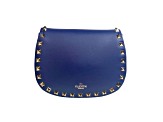 Valentino Garavani Rockstud Blue Leather Small Chain Crossbody Bag