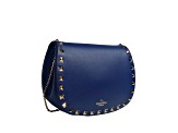 Valentino Garavani Rockstud Blue Leather Small Chain Crossbody Bag
