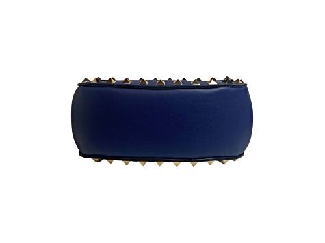 Valentino Garavani Rockstud Blue Leather Small Chain Crossbody Bag