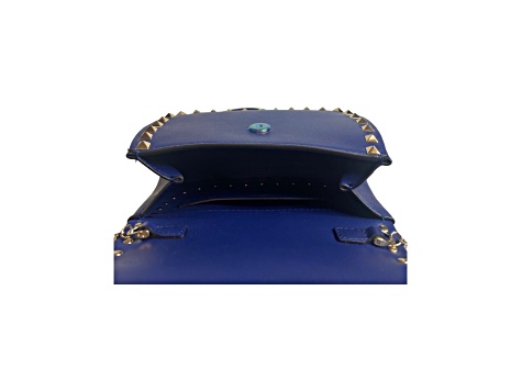 Valentino Garavani Rockstud Blue Leather Small Chain Crossbody Bag