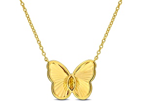 1/6 CT TGW Citrine Butterfly Necklace with Chain in Yellow Plated Sterling Silver, 17"