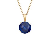 Round Lab Created Sapphire 10K Yellow Gold Pendant 1.35ctw