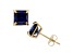 Lab Created Blue Sapphire Princess Cut 10K Yellow Gold Stud Earrings, 2.6ctw