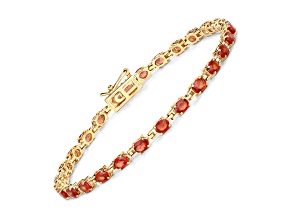Orange Sapphire 14K Yellow Gold Tennis Bracelet 7ctw
