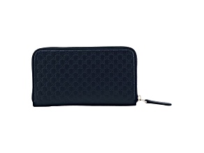 Gucci Womens Navy Microguccissima GG Leather Zipper Wallet