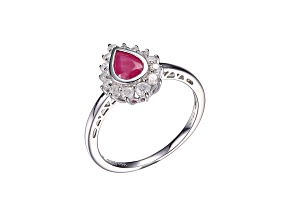 Red Ruby Rhodium Over 10k White Gold Ring 1.032ctw
