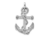 Rhodium Over Sterling Silver Cubic Zirconia Anchor Pendant