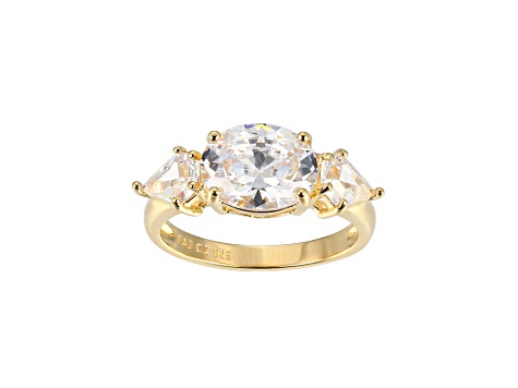 White Cubic Zirconia 18k Yellow Gold Over Sterling Silver April Birthstone Ring 5.32ctw