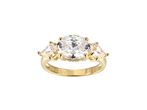 White Cubic Zirconia 18k Yellow Gold Over Sterling Silver April Birthstone Ring 5.32ctw
