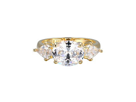 White Cubic Zirconia 18k Yellow Gold Over Sterling Silver April Birthstone Ring 5.32ctw