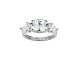 White Cubic Zirconia Platinum Over Sterling Silver April Birthstone Ring 5.32ctw