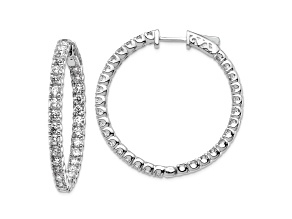 Rhodium Over 14K White Gold 3ct. 2.30mm G H I True Light Moissanite Hoop with Safety Clasp