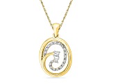 White Diamond 10K Yellow Gold Pendant With 18" Cable Chain 0.15ctw