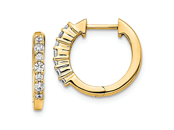 10k Yellow Gold 9/16", 0.246ctw Diamond Hinged Hoop Earrings