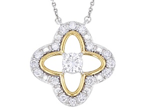 White Lab-Grown Diamond 14K Yellow Gold Over Sterling Silver Clover Pendant 0.75ctw