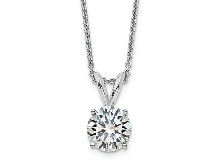 Rhodium Over 14K Gold 1.50 ct. 7.5mm Round D E F Pure Light Moissanite ...