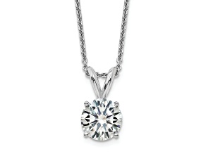 Rhodium Over 14K Gold 1.50 ct. 7.5mm Round D E F Pure Light Moissanite Solitaire Pendant with Chain
