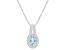 6x4mm Oval Aquamarine 1/8 ctw Diamond Rhodium Over Sterling Silver Halo Pendant with Chain