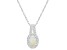 6x4mm Oval Opal 1/8 ctw Diamond Rhodium Over Sterling Silver Halo Pendant with Chain