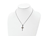 White Cubic Zirconia Stainless Steel Polished Yellow IP-plated Men's Cross Pendant With Chain