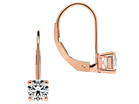 White Cubic Zirconia 14k Rose Gold Earrings With Velvet Gift Box 1.00ctw