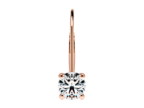 White Cubic Zirconia 14k Rose Gold Earrings With Velvet Gift Box 1.00ctw