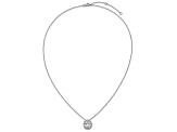 Rhodium Over Sterling Silver Fancy Oval Cubic Zirconia Halo With 2 Inch Extension Necklace
