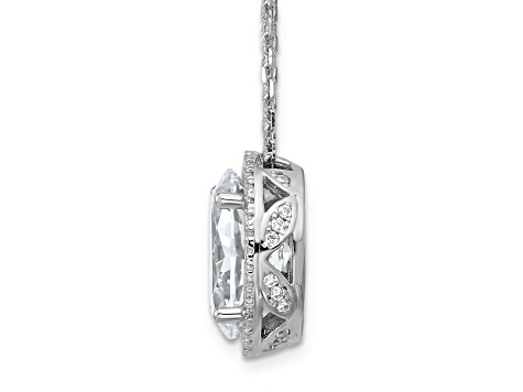 Rhodium Over Sterling Silver Fancy Oval Cubic Zirconia Halo